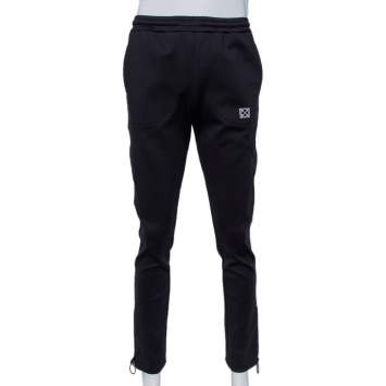 Pre Owned Off-White Black Knit Zipper Hem Detail Slim Fit Track Pants M