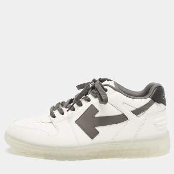 Off-White White/Grey Leather Out of Office Low Top Sneakers Size 45