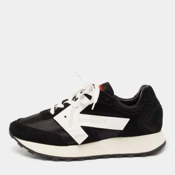 Pre Owned Off-White Black Suede And Leather  Runner Arrow Sneakers Size 40