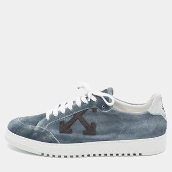 Pre Owned Off-White Grey Suede Lace Up Sneakers Size 42