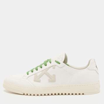 Pre Owned Off-white White Croc Embossed Leather 2.0 Low Sneakers Size 40