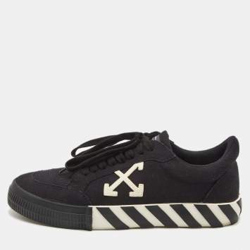 Pre Owned Off-White Black Canvas Vulcanised Sneakers Size 43