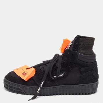 Pre Owned Off-White Black Suede and Canvas Off Court 3.0 High Top Sneakers Size 40