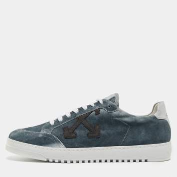 Pre Owned Off-White Blue/Grey Suede 2.0 Low Top Sneakers Size 41