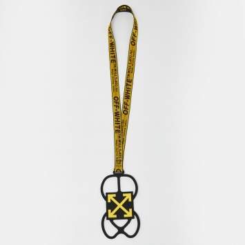 Pre Owned Off White Yellow/Black Rubber and Nylon Universal Phone Case with Strap