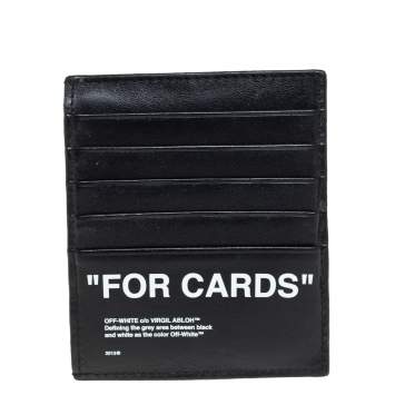 Pre Owned Off White Black Leather For Cards Holder
