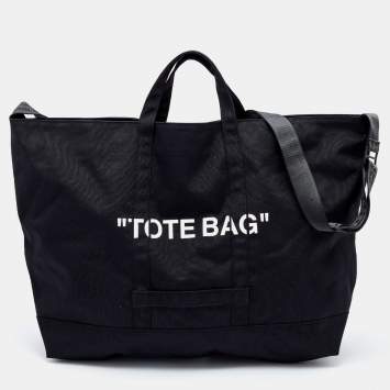Pre Owned Off-White Black Canvas Tote