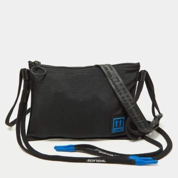 Pre Owned Off-White Black Nylon and PVC Messenger Bag