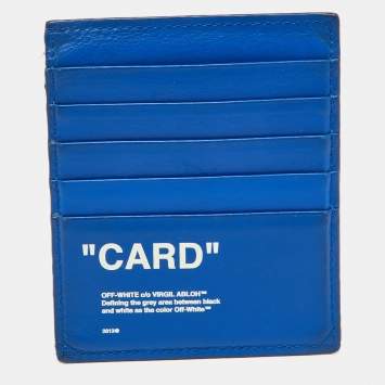 Pre Owned Off White Blue Leather For Cards Holder