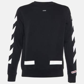 Pre Owned Off-White Black Arrow Print Cotton Crew Neck Sweatshirt XS