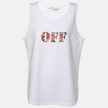 Pre Owned Off-White White Cotton Logo Print Vest XL