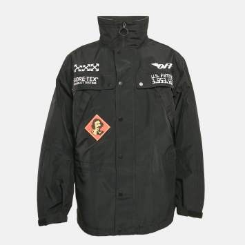 Pre Owned Off-White Black Printed Nylon Gore-tex Anorak Jacket L