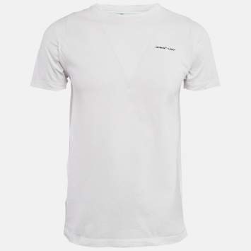 Pre Owned Off-White White Cotton Crew Neck T-Shirt S