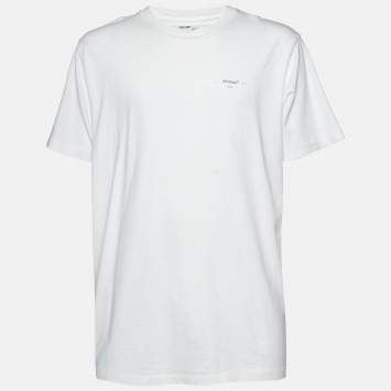 Pre Owned Off-White White Arrow Detail Jersey Crewneck T-Shirt XL