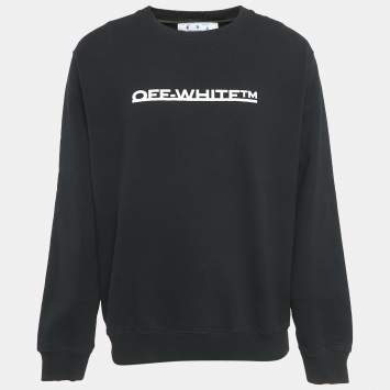 Pre Owned Off-White Black Logo Print Cotton Sweatshirt L