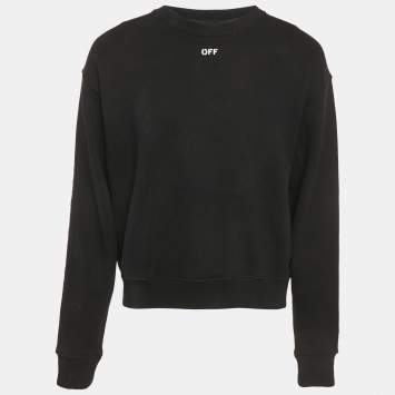 Off-White Black Diag Skulls Print Cotton Knit Sweatshirt S