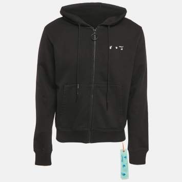 Pre Owned Off-White Black Arrow Applique Cotton Hooded Sweatshirt M