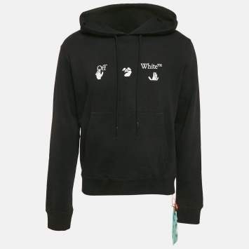 Off-White Black Vintage Print Cotton Hoodie M