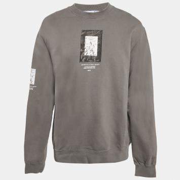 Off-White Grey Paint Mirror Print Cotton Sweatshirt XXL