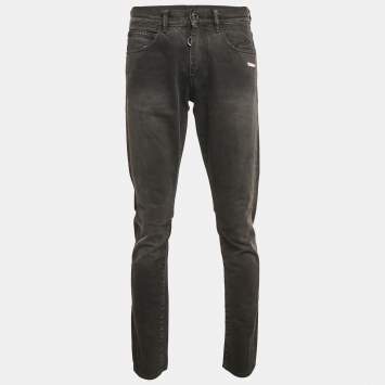 Pre Owned Off-White Black Washed Denim Slim Fit Jeans M Waist 33"