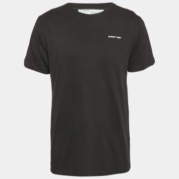 Pre Owned Off-White Black Jersey Crew Neck T-Shirt L