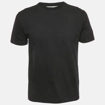 مملوكة مسبقًا Off-White Black Back Logo Print Cotton Crew Neck T-Shirt M