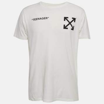 Pre Owned Off-White White Simpson Print Jersey T-Shirt M