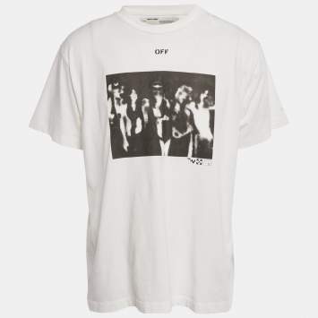 Pre Owned Off-White White Printed Cotton Knit Oversized T-Shirt XS