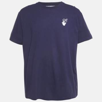 Pre Owned Off-White Purple Arrow Print Jersey T-Shirt S
