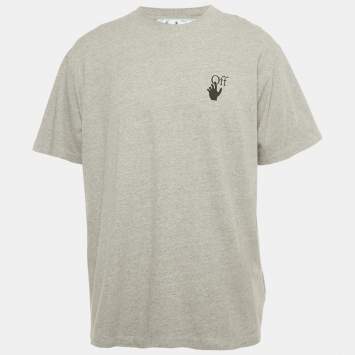 Off-White Grey Faded Arrow Print Jersey T-Shirt S
