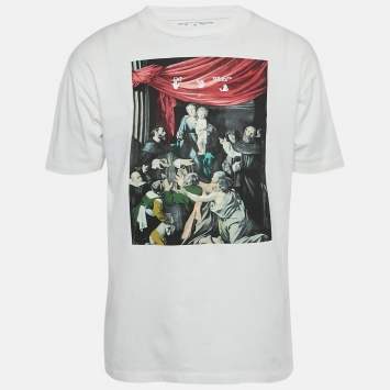 مملوكة مسبقًا Off-White White Caravaggio Print Cotton Oversized T-Shirt L
