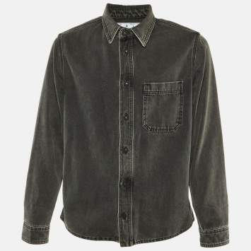 Pre Owned Off -White Grey Faded Arrow Print Denim Jacket M