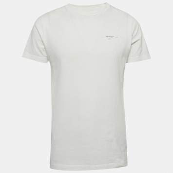 Pre Owned تي شيرت أوف وايت أبيض قطن مطبوع نصف كم مقاس صغير - سمول