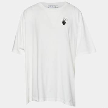 مملوكة مسبقًا تي شيرت أوف وايت رقبة مستديرة قطن مطبوع سهام بيضاء مقاس كبير جداً جداً (اكس اكس لارج)