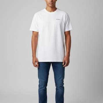 Pre Owned Off-White White Caravaggio Arrow Graphic Jersey T-Shirt L