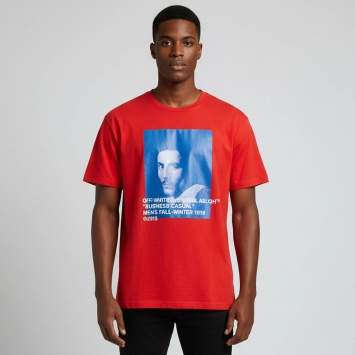 Pre Owned Off-White Red Graphic Print Cotton Knit Bernini T-shirt XXL