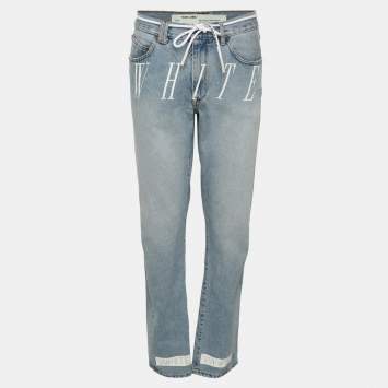 Pre Owned Off-White Blue Bleach Nikel Denim Jeans XL