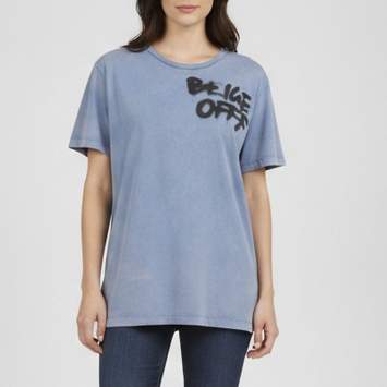 مملوكة مسبقًا Off-White Blue Graffiti Print Cotton Crewneck T-Shirt L
