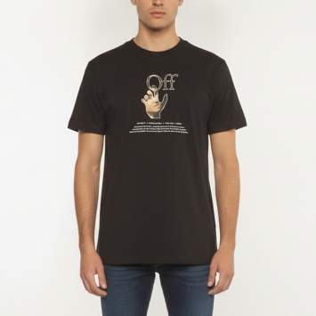 Pre Owned Off-White Black Jersey Printed Crewneck T-Shirt L 