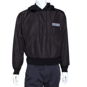 Pre Owned Off-White Black Nylon Knit Trim Hoodie XS