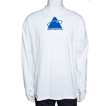 Pre Owned Off-White White Cotton Triangle Planet Print Oversized T-Shirt M