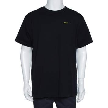 Pre Owned Off-White Black Cotton Back Logo Print Oversized T Shirt XS 