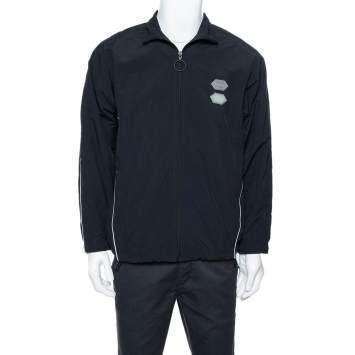 Pre Owned Off-White Black Logo Detail Zip Front Track Jacket L