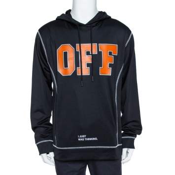 مملوكة مسبقًا Off-White Black  'I just was thinking' Print Hoodie XL