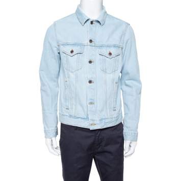 Pre Owned Off-White Light Blue Denim Toned Effect Layered Jacket L