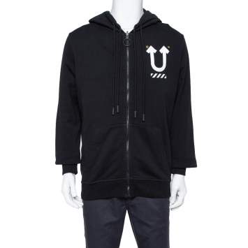 Pre Owned Off-White X Undercover Black Logo Printed Cotton Hoodie M