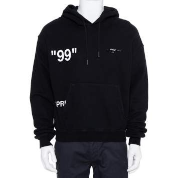 Pre Owned Off-White Black Cotton Ice Man Print Hoodie S