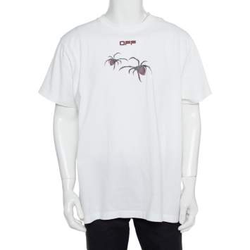 Pre Owned Off-White White Cotton Arachno Arrow Printed Crewneck Oversized T-Shirt XS