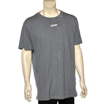 Pre Owned Off-White Grey Cotton Knit Logo Print T-Shirt XL
