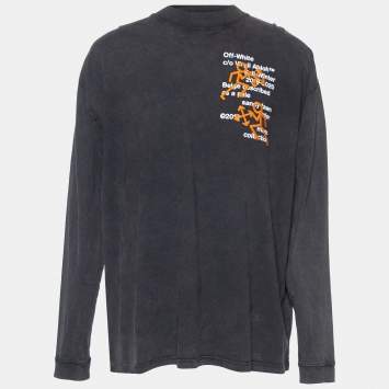 Pre Owned Off-White Grey Terry Knit Pictogram Incompiuto Sweatshirt L